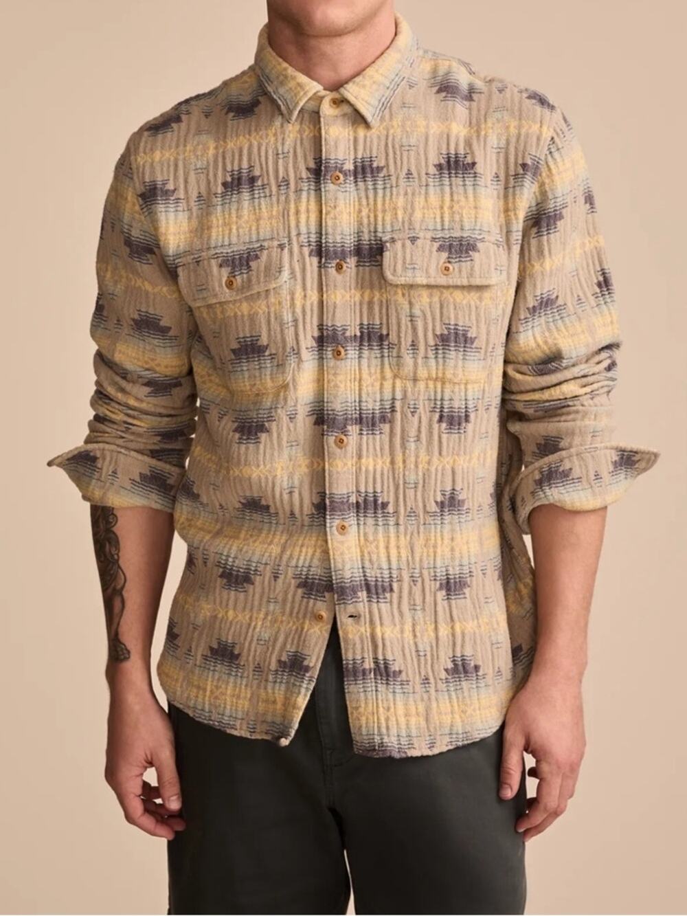 Lucky Brand Humboldt Utility Cotton Shirt Patterned Button-Down Shirt XXL